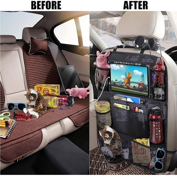 Brand New Set of Two Car Backseat Organizers Tablet Holder Storage Pockets Kids - Picture 9 of 11
